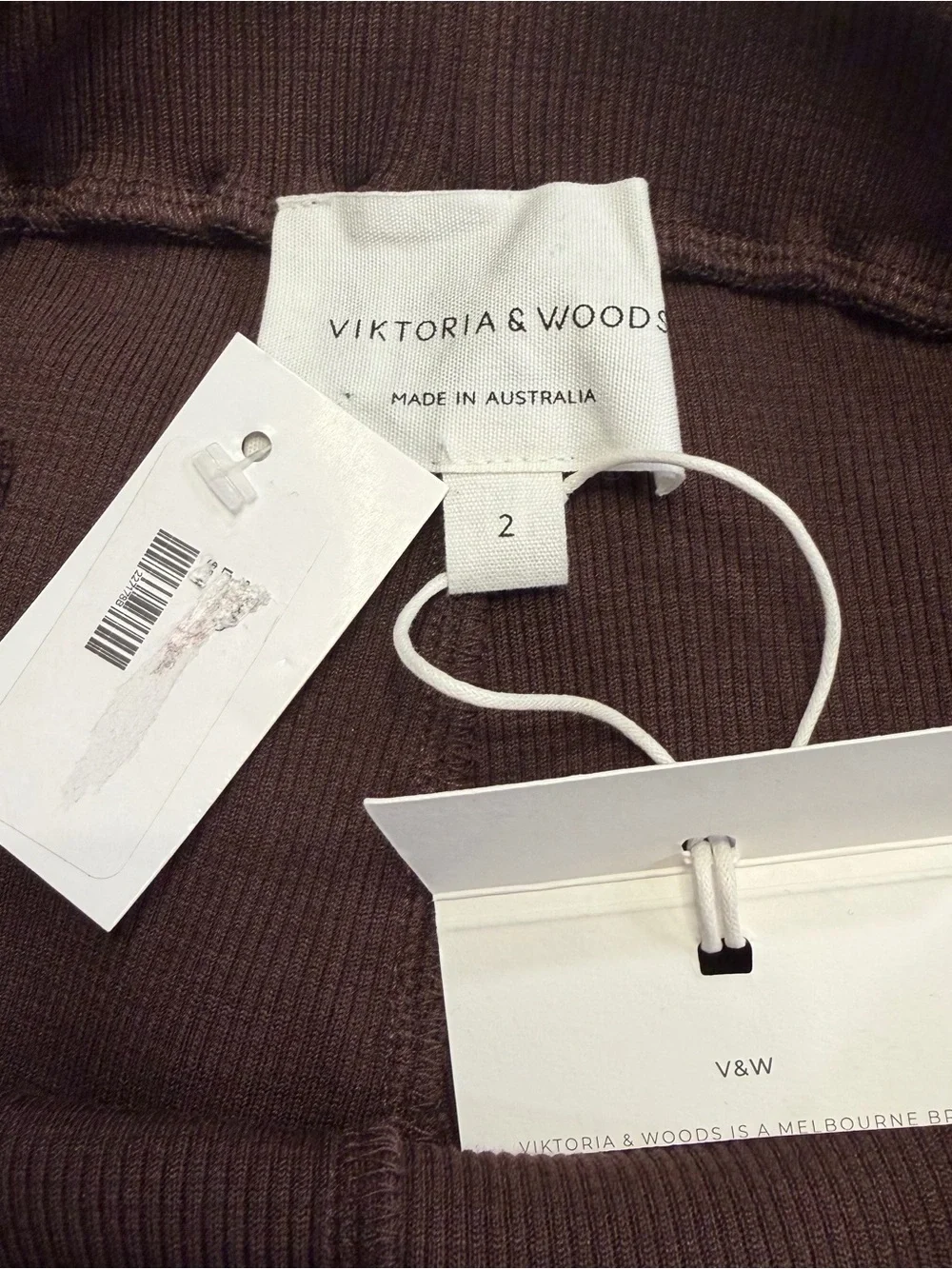Viktoria & Woods Reckless Rib Pant Brown NWT Size AU2 / US 6